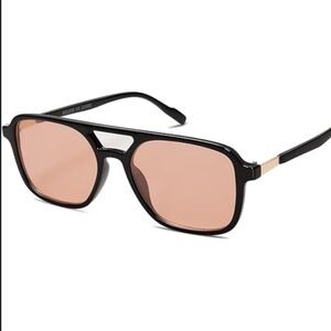 Matt Black Sunglasses W/Pink Lenses New In Box